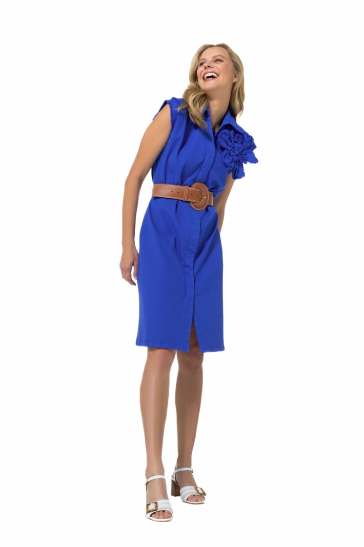 rechtvallende jurk met stretch 27 Electric Blu