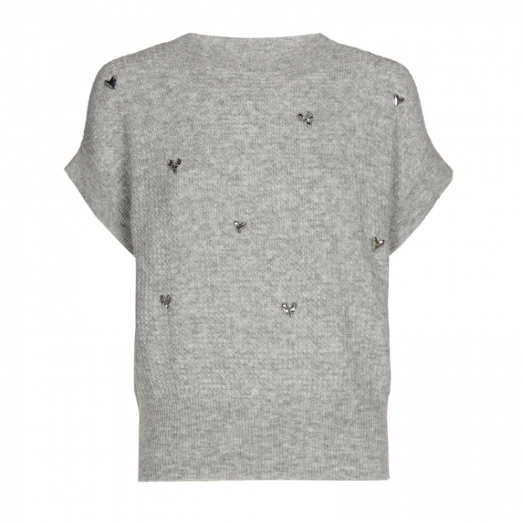 cosy korte pull met hartjes ef 16 Light Grey