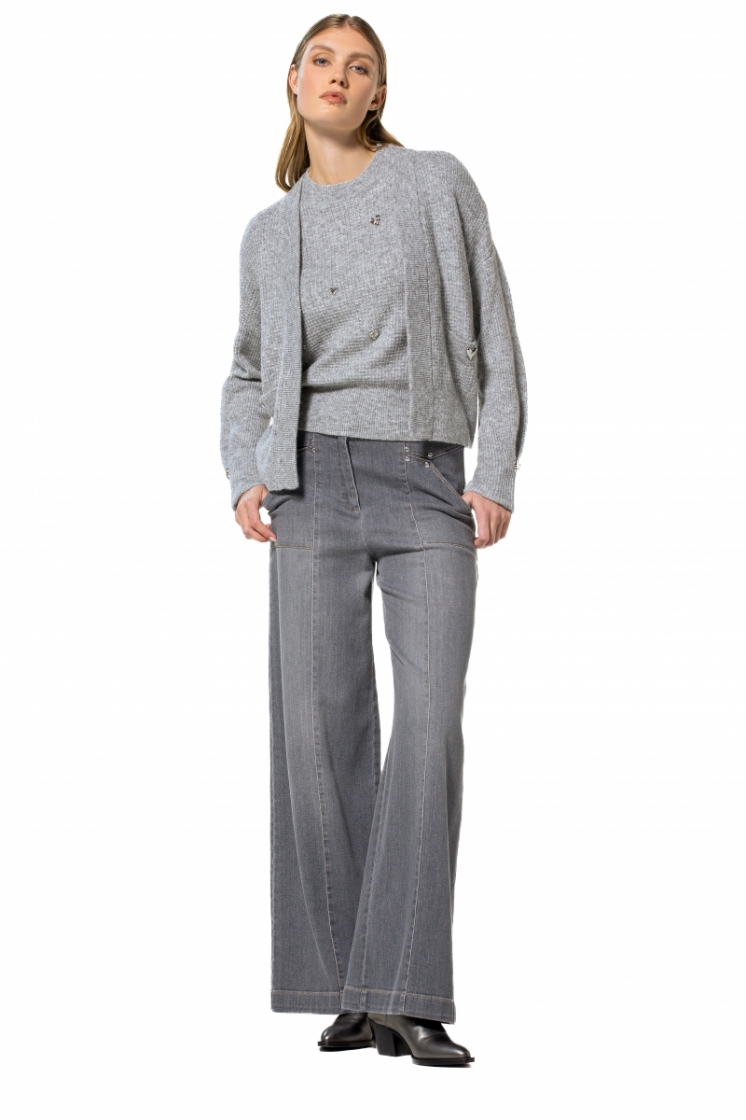 cosy korte pull met hartjes ef 16 Light Grey