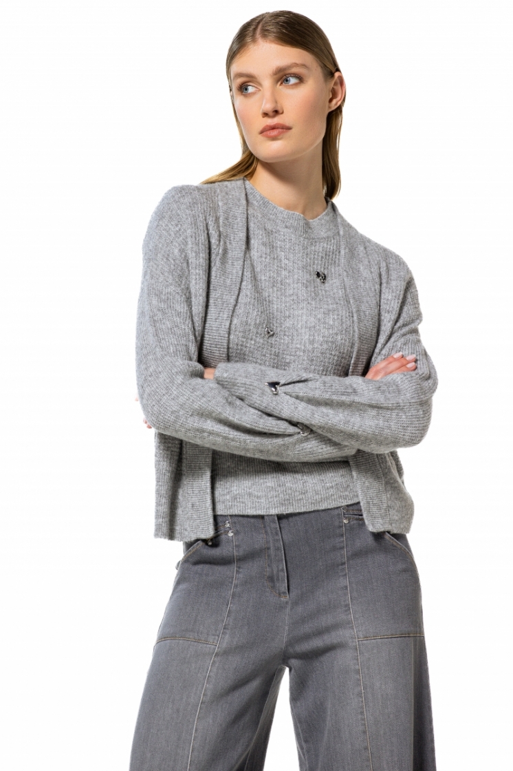 cosy korte pull met hartjes ef 16 Light Grey