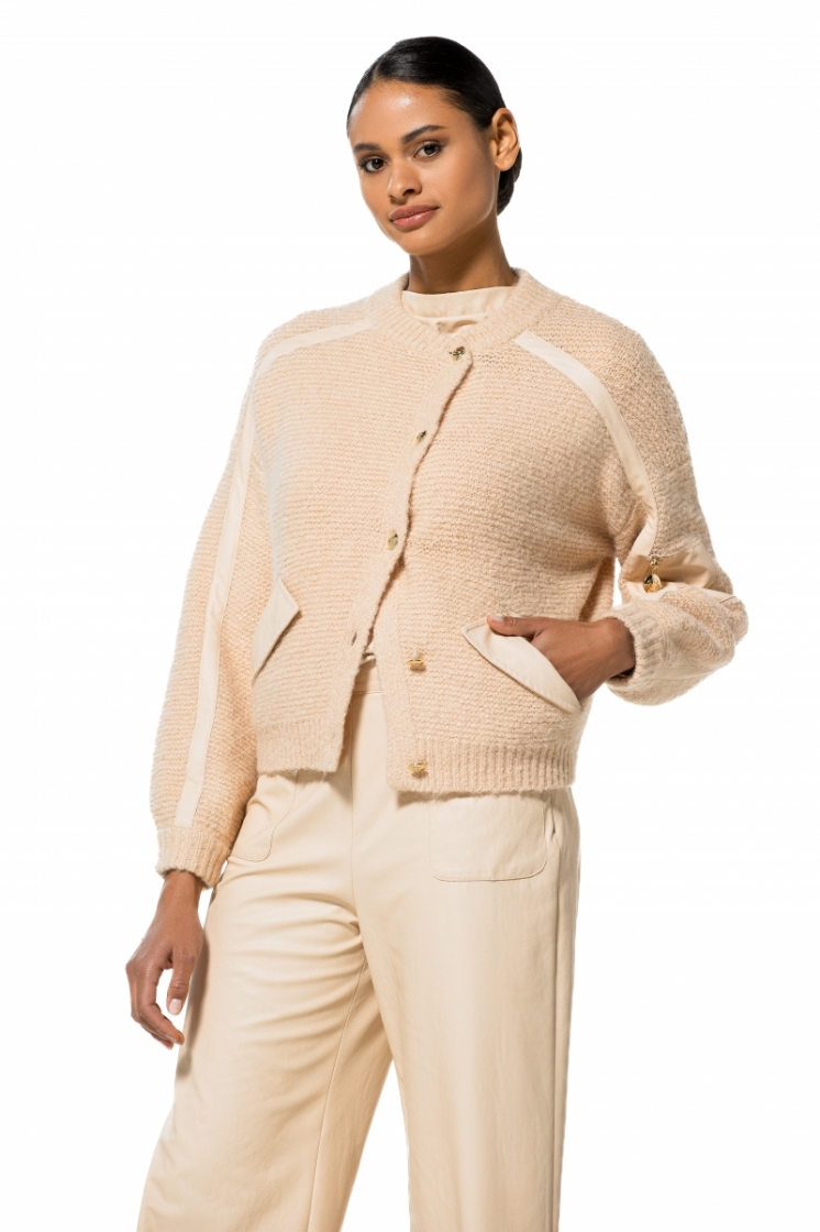 asymmetrische cardigan met eco 94 Ivory