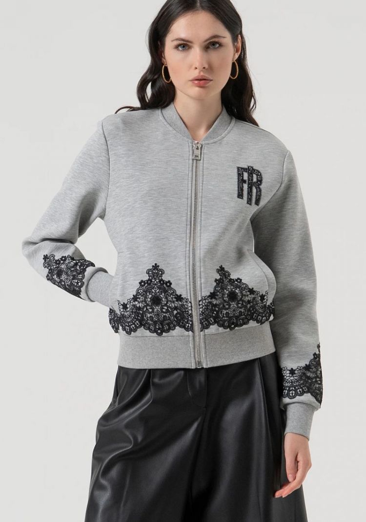 Bomber fleece sweater 159 Greymelange