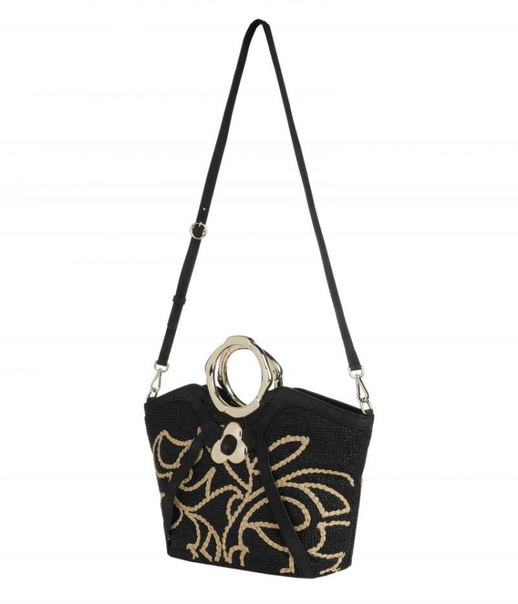 Shopper in rafia 10 Black
