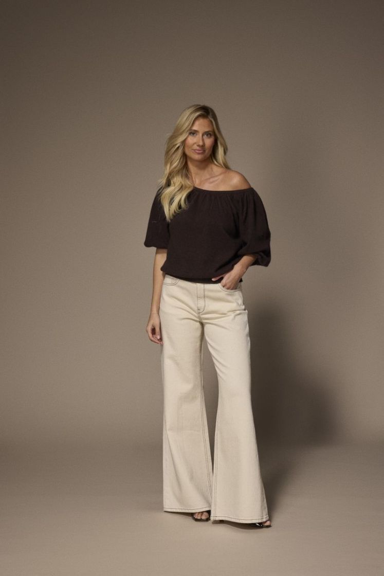 JAZZ WIDE LEG Jeans 006 Ecru - brow