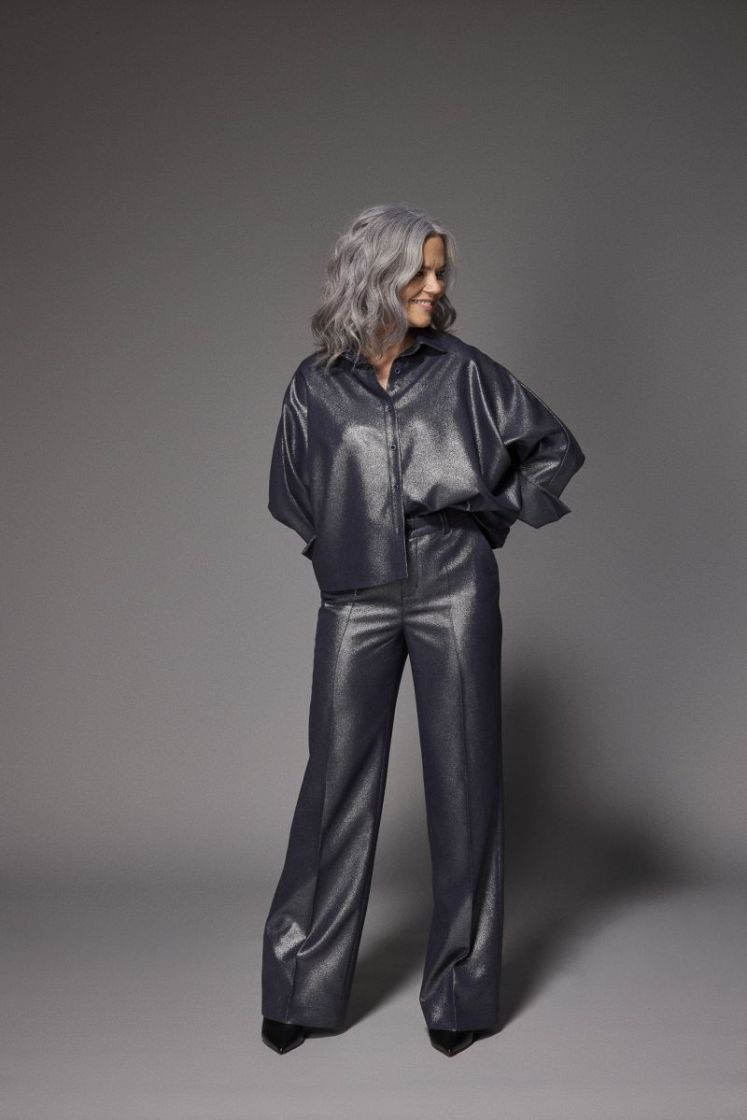 ODELIA Pants 018 Shiny Navy