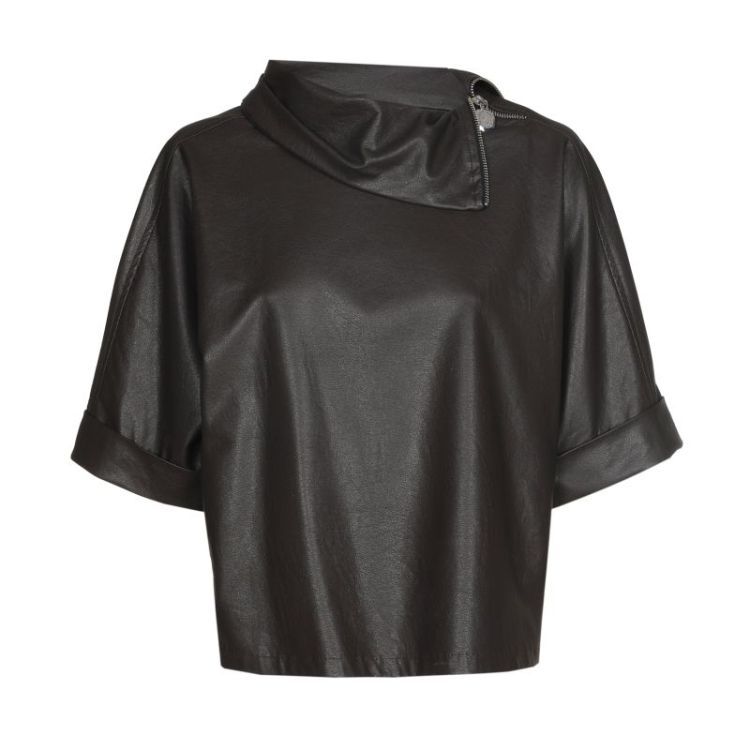 Rechte top in vegan leather 30 Coffee