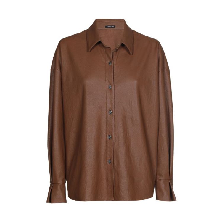 Hemdblouse in vegan leather 36 Caramello