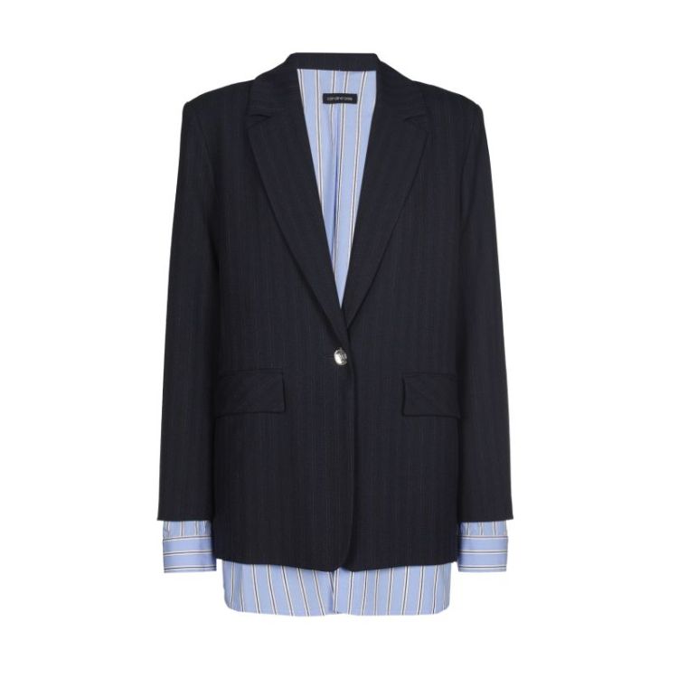 City blazer met hemdlook 20 Blue Black