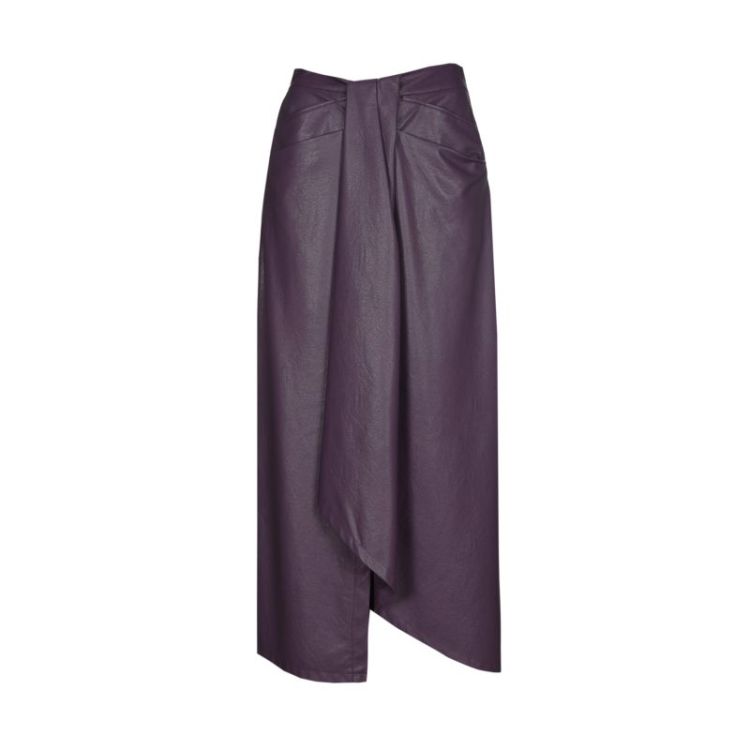 Midi-rok in vegan leather 45 Plum