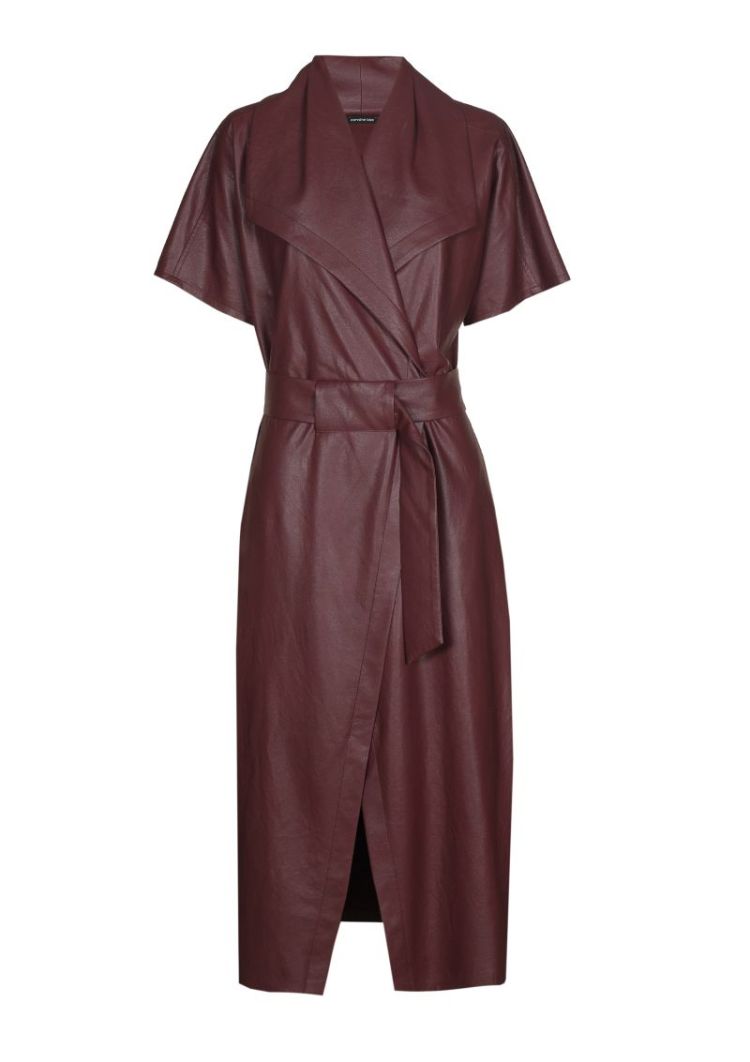 Elegante midi-jurk in vegan le 51 Wine Red