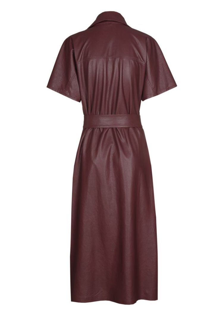 Elegante midi-jurk in vegan le 51 Wine Red