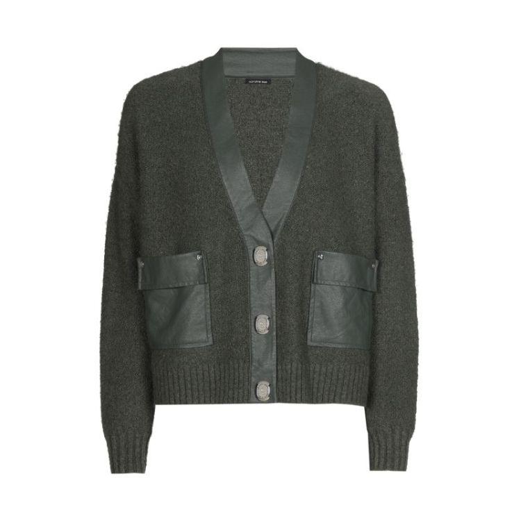 Korte cardigan met vegan leath 61 Green