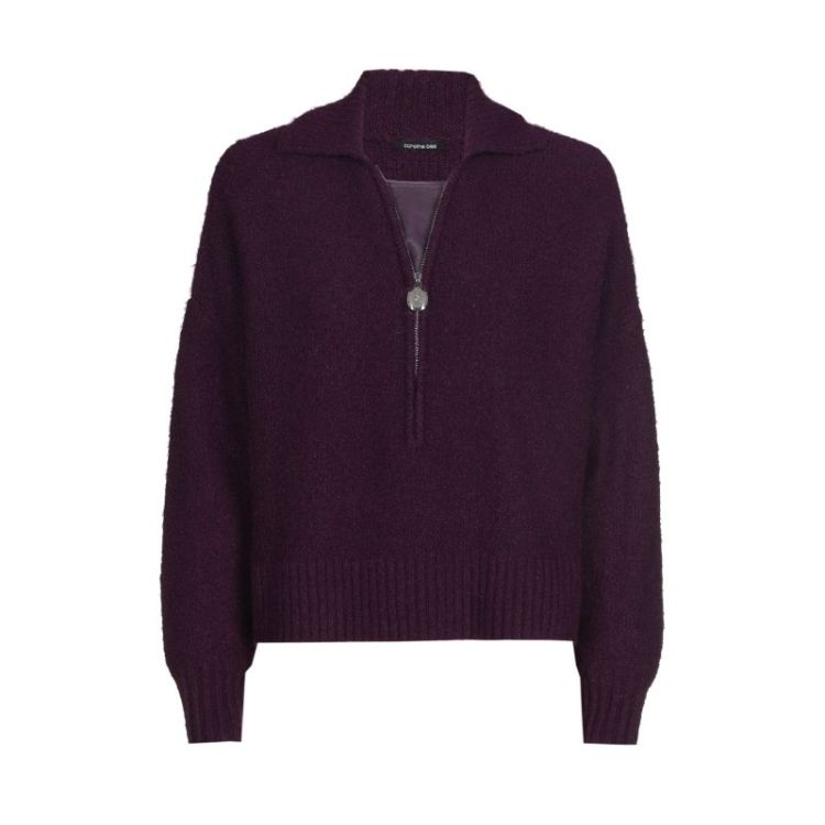 Soepele trui met vegan leather 45 Plum